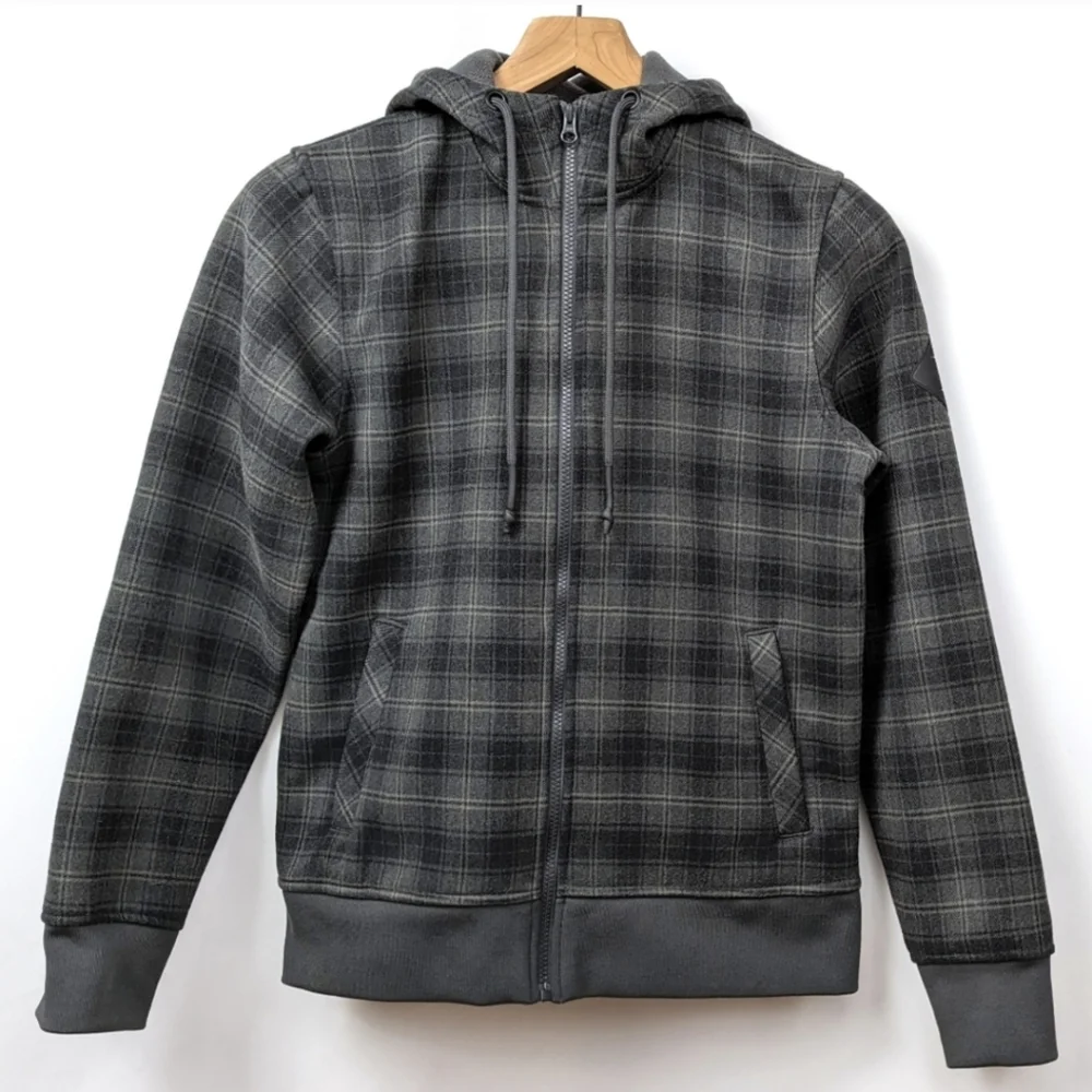 The North Face Jacket Hooded Full Zip Outbound Plaid Hoodie Green/Black Small